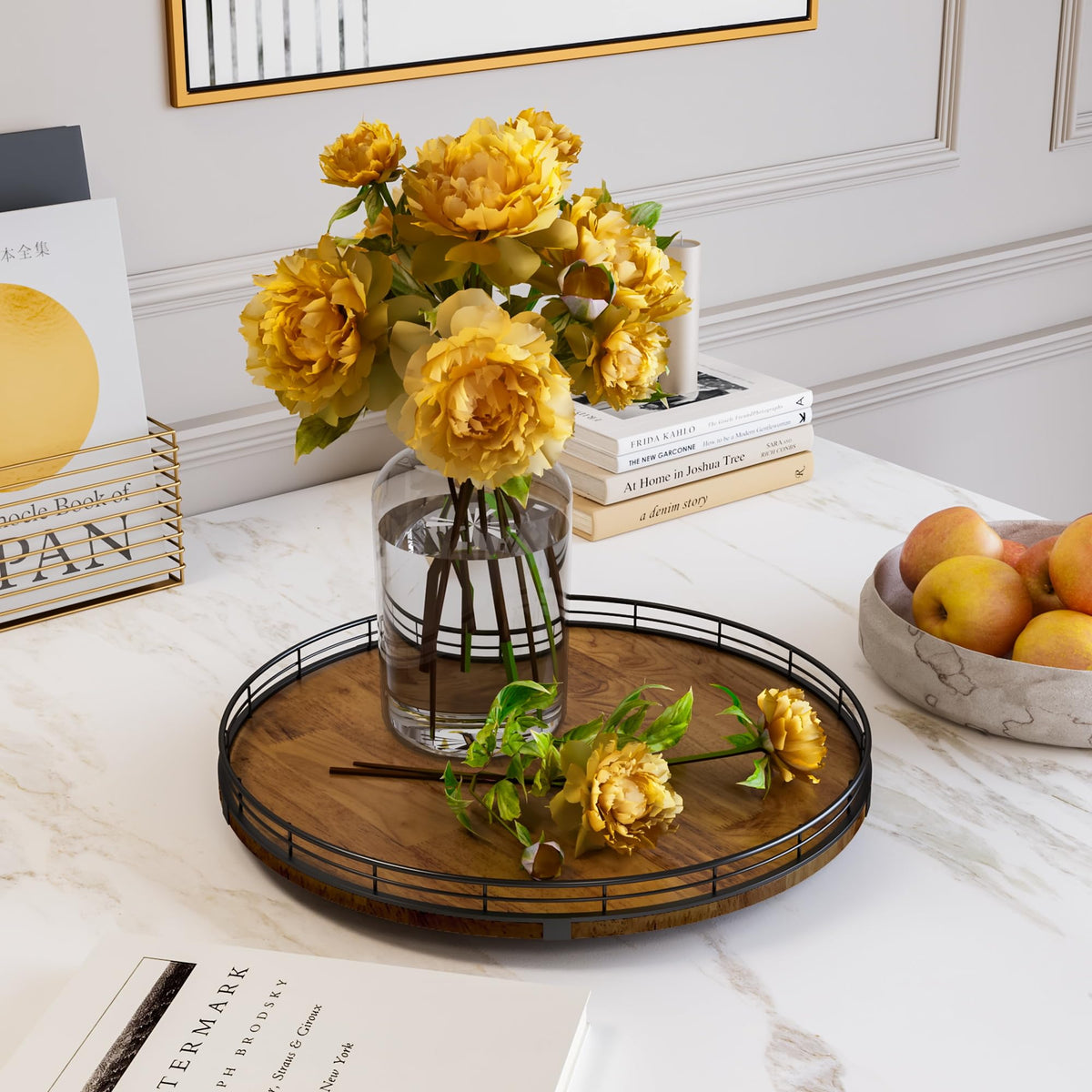 AMH Farmhouse Oak 16-Inch Lazy Susan heavy-load base keeps items secure.
