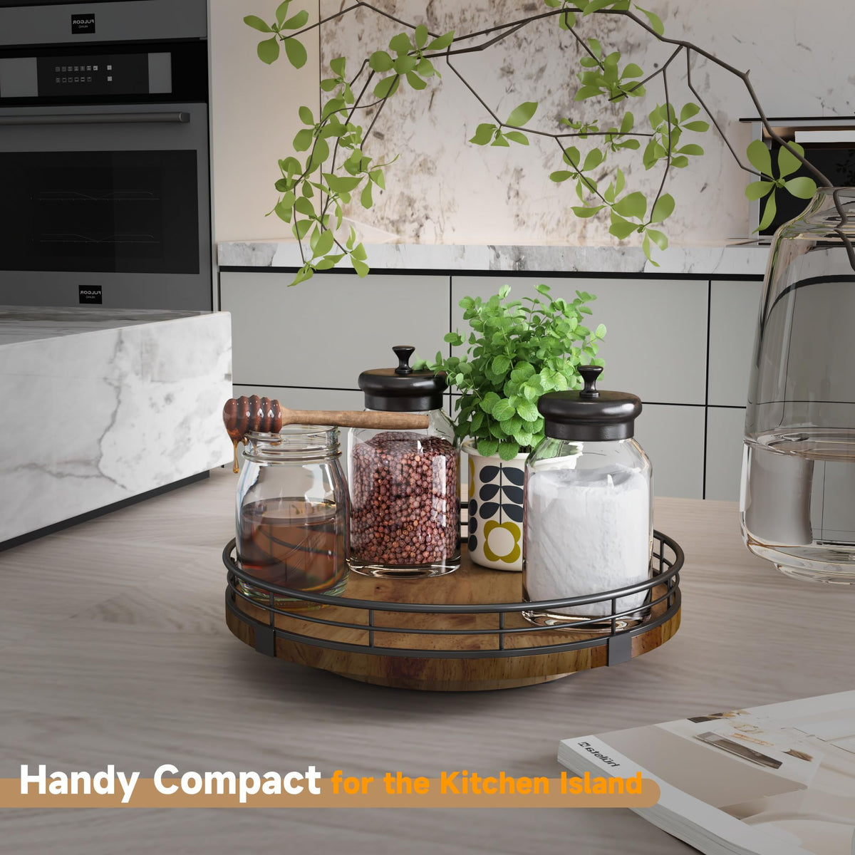 AMH Lazy Susan rotates 360° for easy access to spices and condiments.