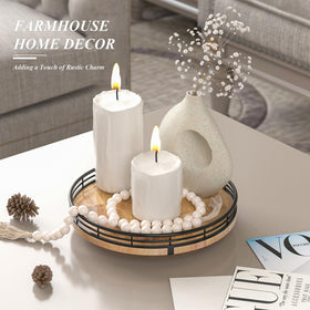 AMH farmhouse oak finish lazy Susan adding rustic charm while organizing condiments