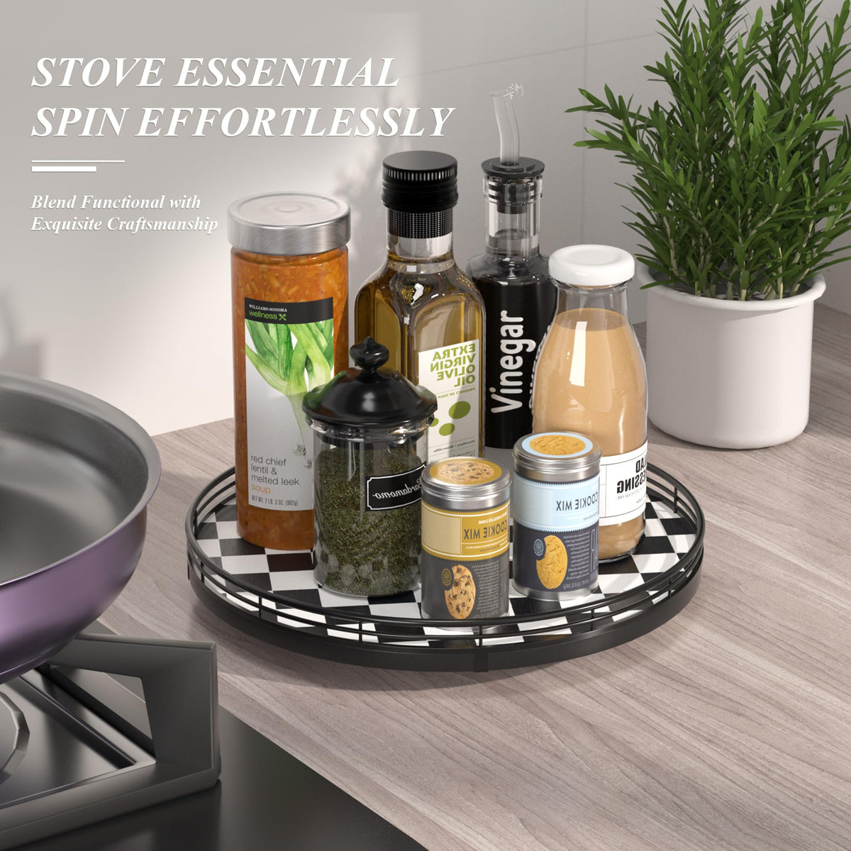 AMH metal frame and oak base enables smooth spin and quick reach.