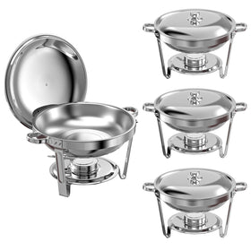 Amhier four-pack chafing dishes on a buffet with stable triangle design.