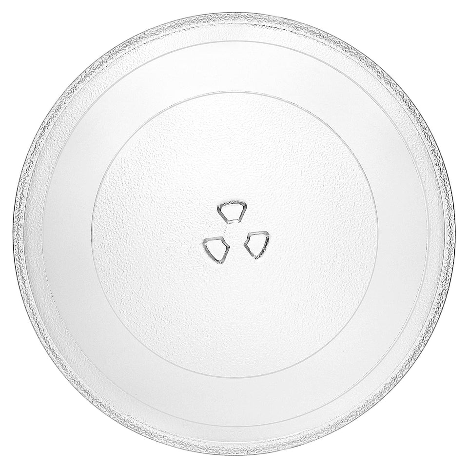 AMI PARTS 12-inch microwave glass plate, front view, a reliable Whirlpool replacement for steady rotation.