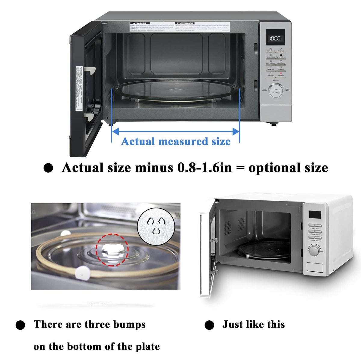 AMI PARTS 12-inch plate in use replaces worn turntable for consistent reheating.