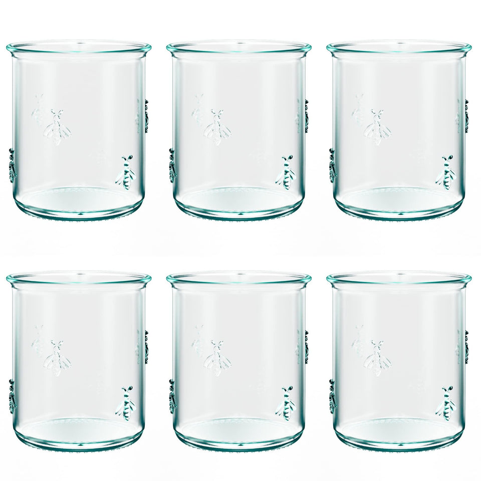 Amici Home Regina DOF glass with embossed bee design for stylish water and juice.