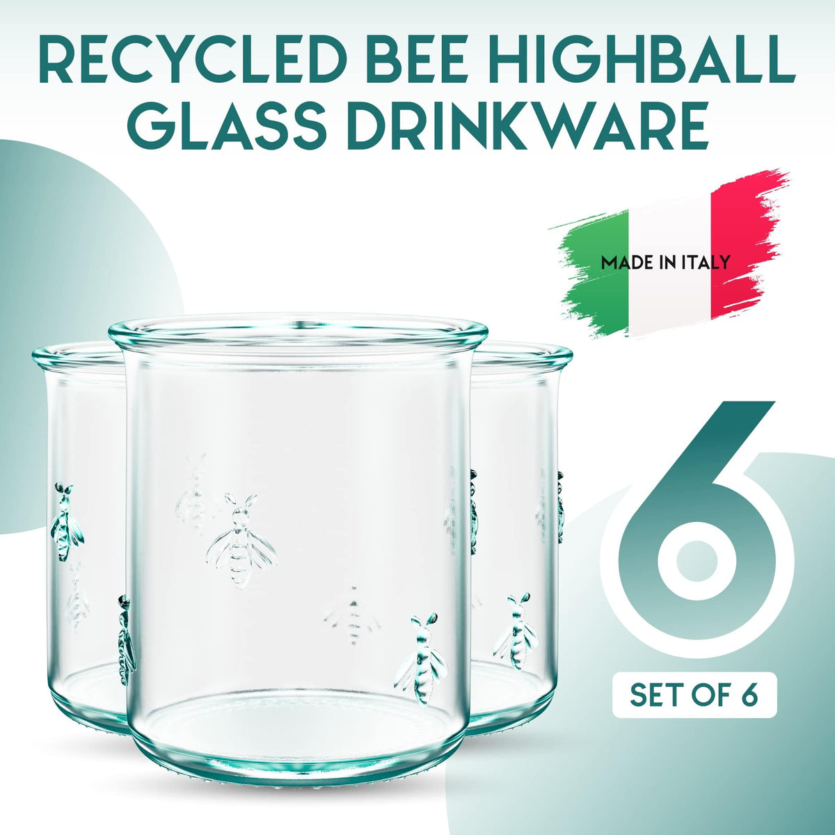 Amici Home Regina DOF glass in green recycled glass ideal for entertaining.