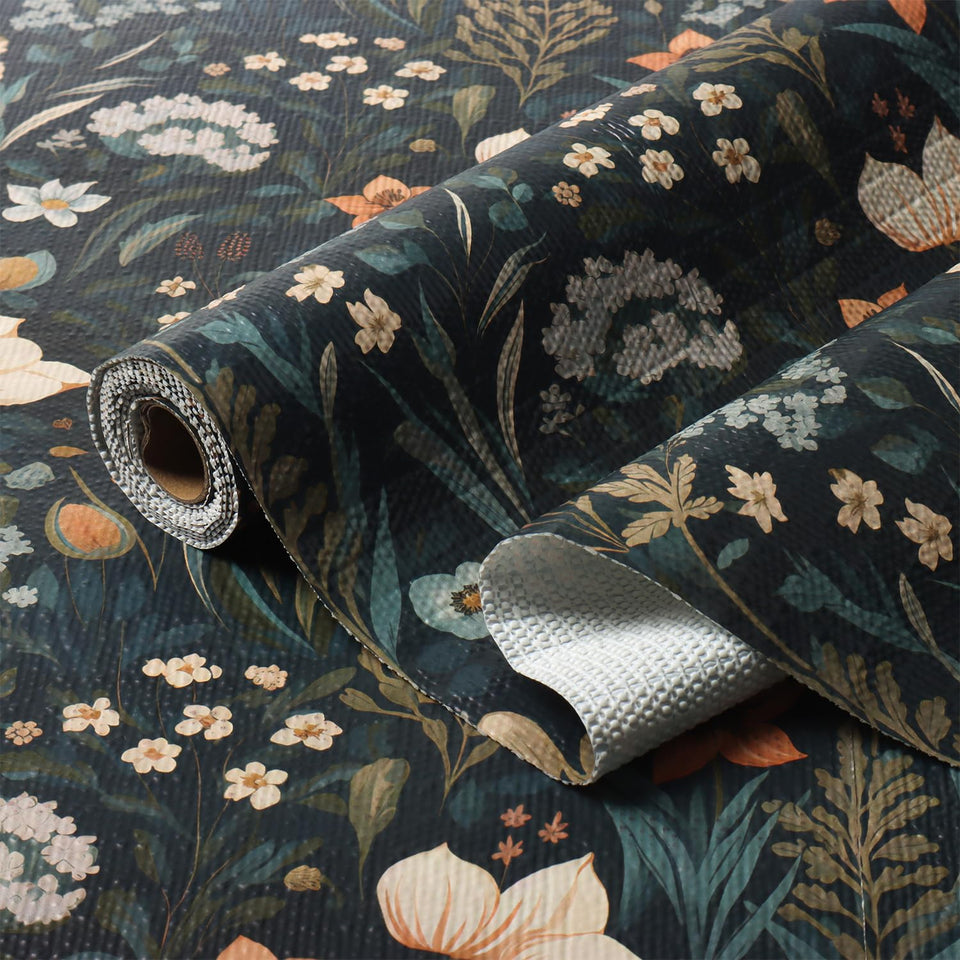 Amiitay vintage floral shelf liner with non-slip top for secure storage