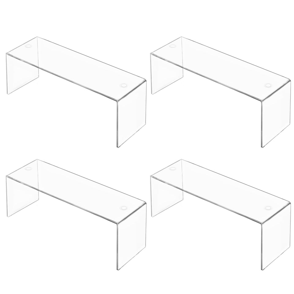 Aminigram 4-pack cabinet organizer shelves neatly displaying spices and dishes.