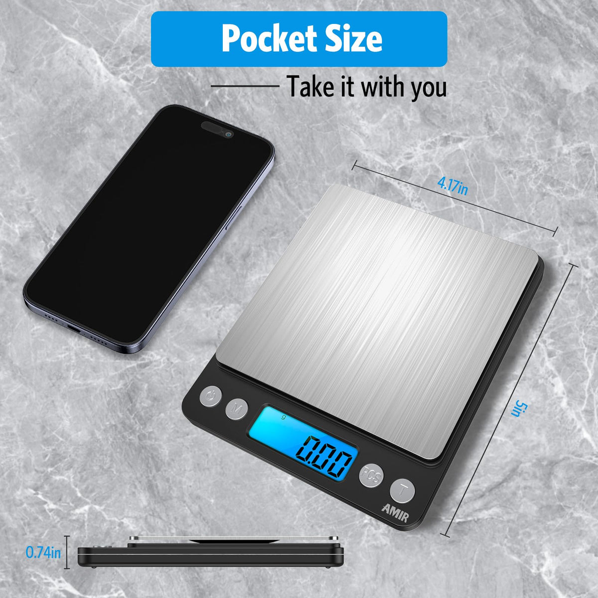 AMIR Digital Kitchen Scale precision 0.01 g for jewelry and spices
