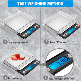 AMIR Digital Kitchen Scale stainless steel platform for durability and easy cleaning