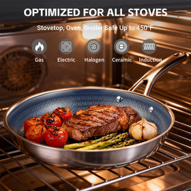 Ammeloo 5.5qt stockpot with lid for soups and pasta.
