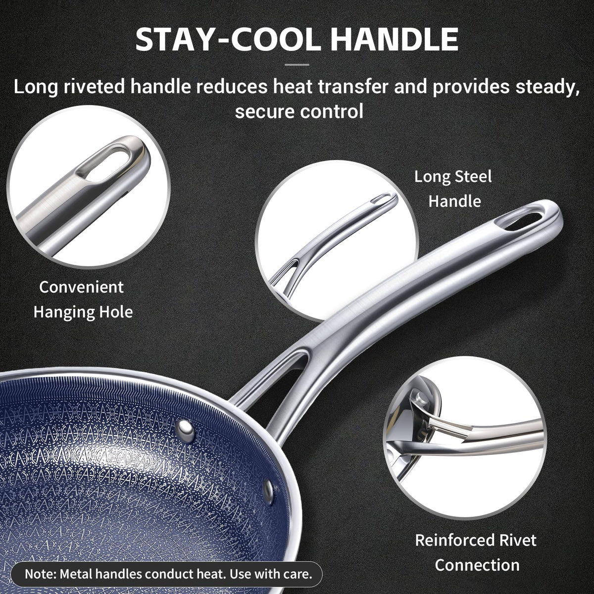 Ammeloo blue interior offers stylish contrast and easy visibility during cooking.