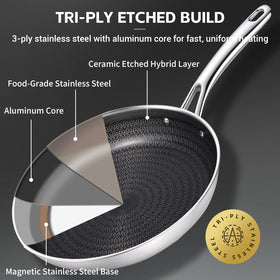 Ammeloo ceramic-etched interior pan emphasizes reduced sticking and easy release