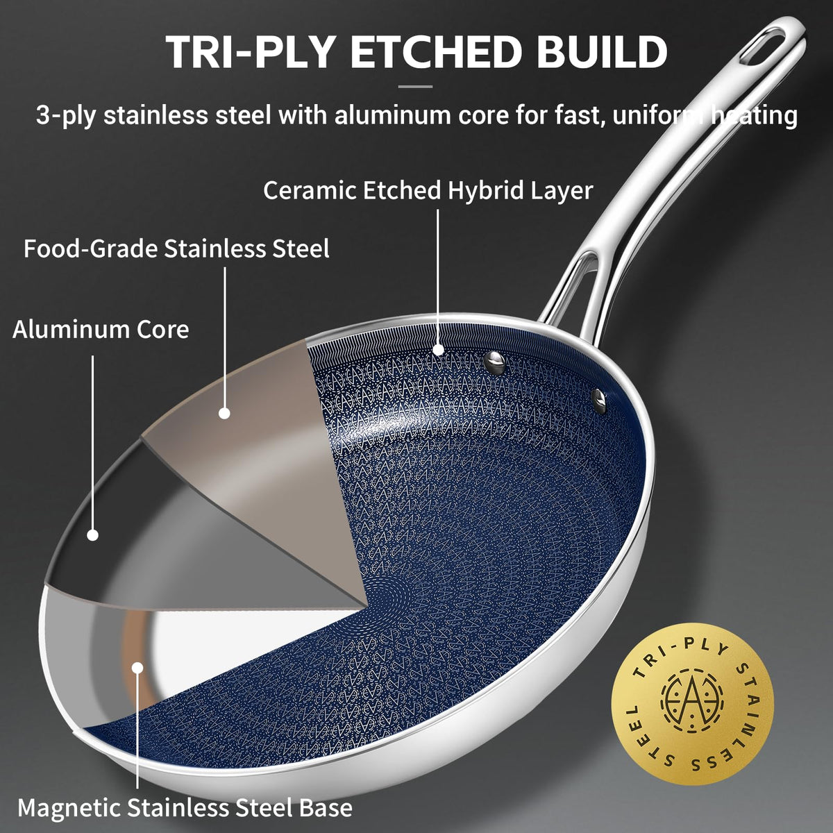 Ammeloo ceramic nonstick interior reduces sticking for easy release.