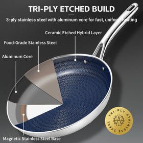 Ammeloo ceramic nonstick interior reduces sticking for easy release.