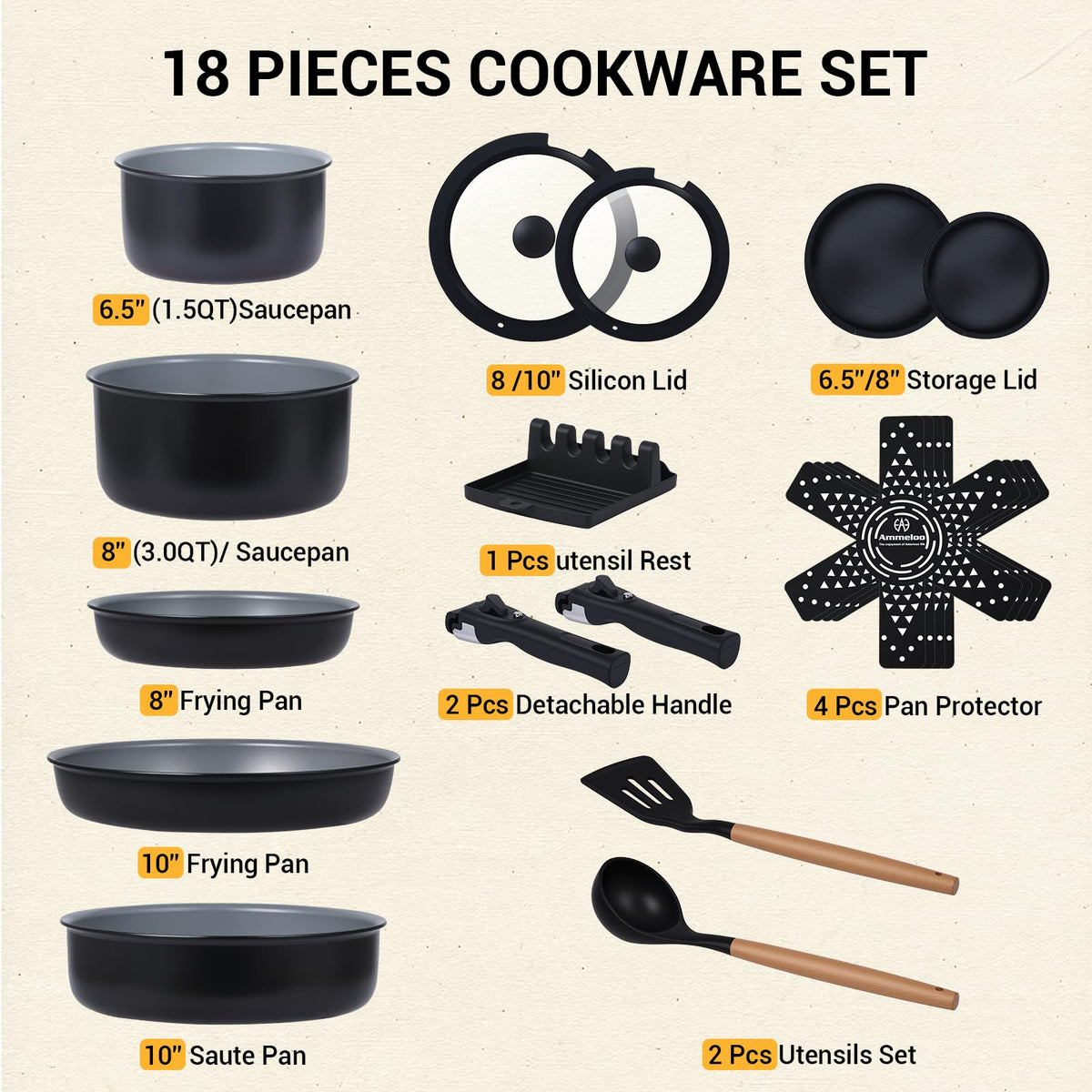 Ammeloo compact-storage design keeps cookware organized and easy to access.