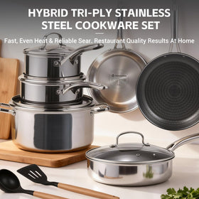 Ammeloo included utensils and pan protectors complete the set
