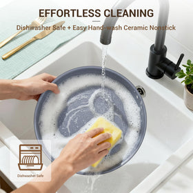 Induction-base of Ammeloo cookware delivering fast, even heating.