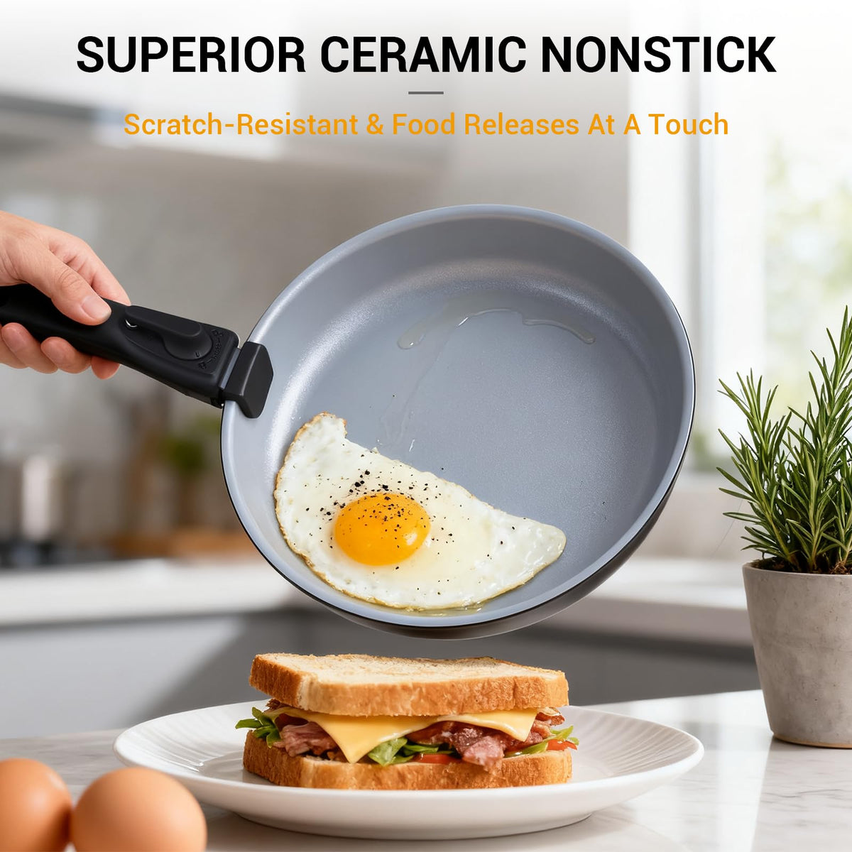 Ammeloo nonstick ceramic coating delivering easy food release and quick cleanup.