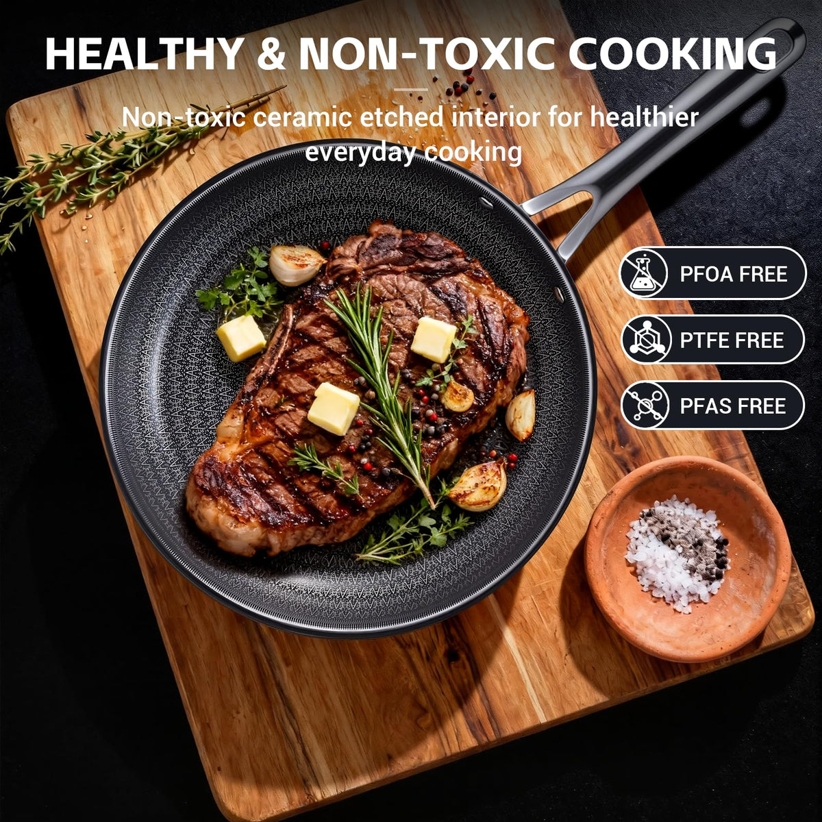 Ammeloo nonstick-release surface pan supports faster cleanup after sautéed dishes