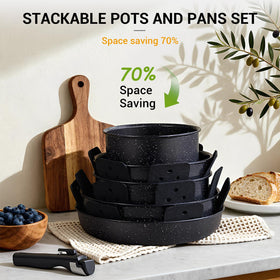 Ammeloo stackable design frees cabinet space in small kitchens.