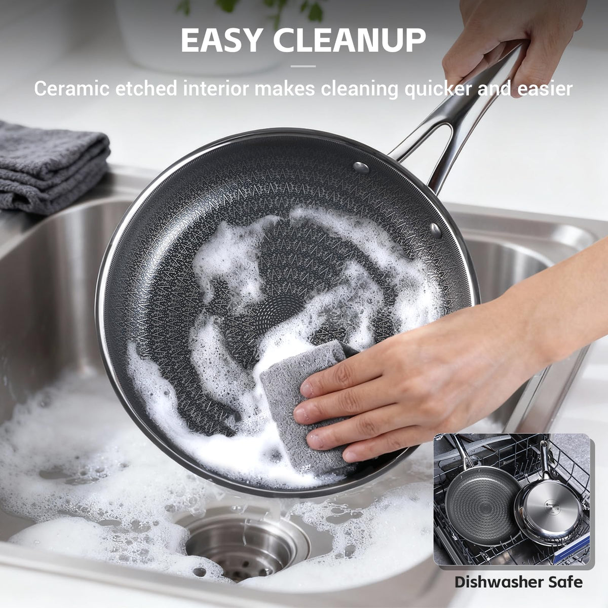Ammeloo stainless steel-handle pan provides a balanced, secure grip during cooking
