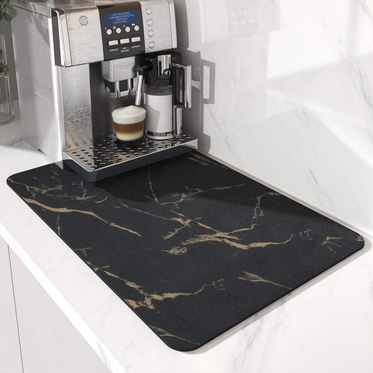 AMOAMI Coffee Mat with hide-stain PU surface protecting counters from spills and stains.