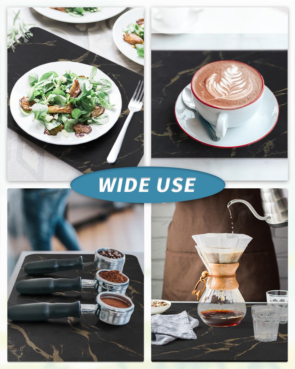 AMOAMI multi-use mat doubles as a dish drying mat for cups and plates.