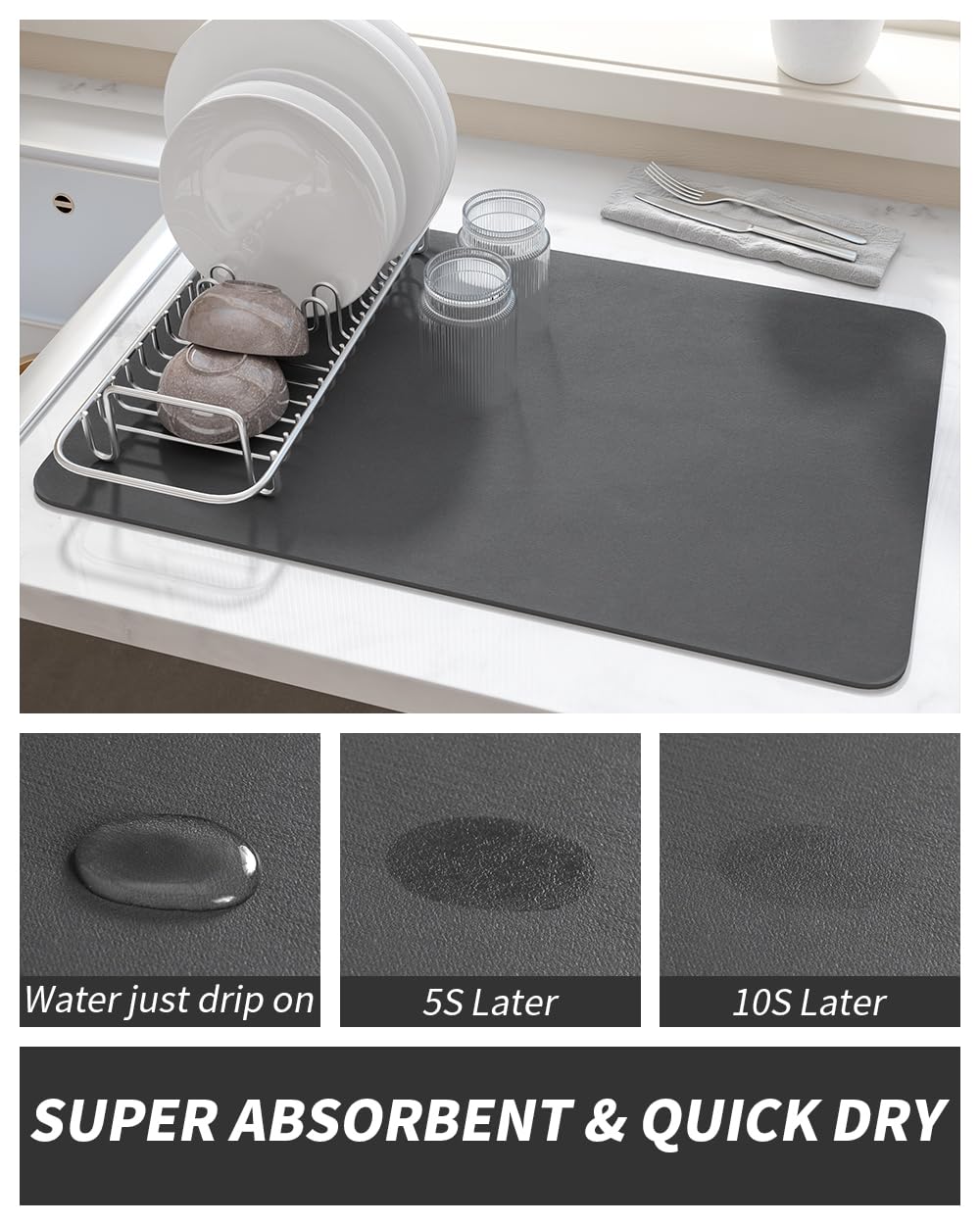 AMOAMI Coffee Mat placed under a coffee maker to catch drips.
