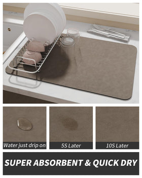 AMOAMI coffee mat texture close-up highlighting rapid drying and stain resistance.