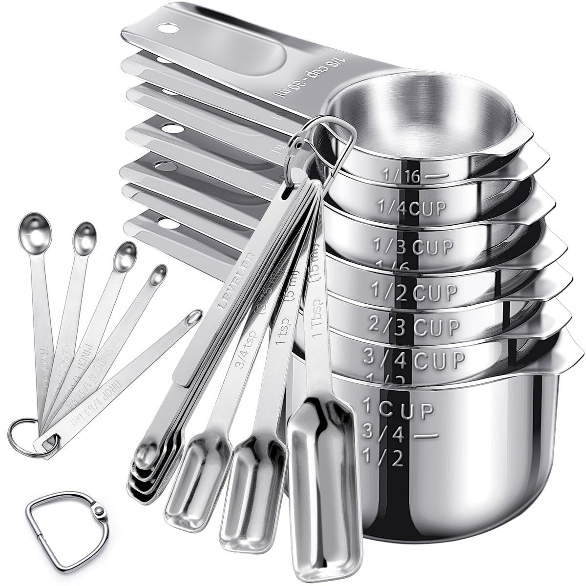AMOHEE 20-piece measuring cups and spoons set with precise measurements for dry and liquid ingredients
