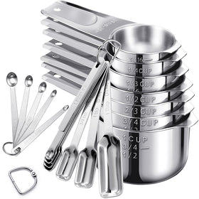 AMOHEE 20-piece measuring cups and spoons set with precise measurements for dry and liquid ingredients