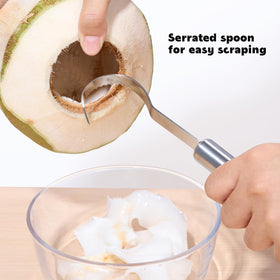 AMOHEE stainless steel scraper for clean meat retrieval.