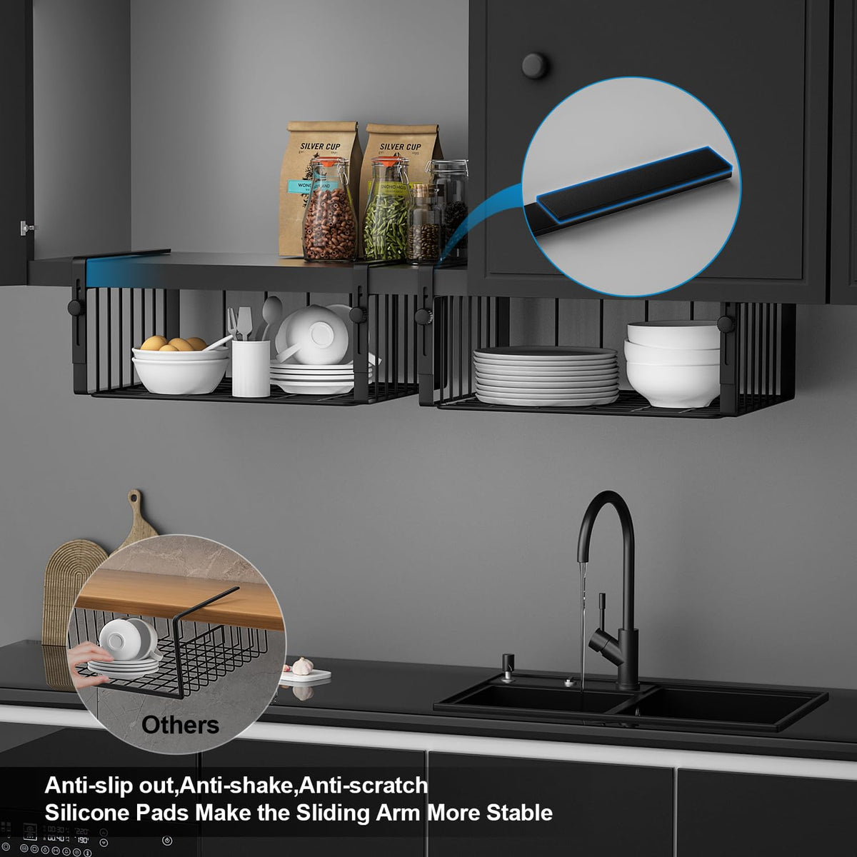AmonHouseware large-capacity design fits cans, spices, plates, and more.