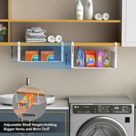 AmonHouseware large-capacity basket adjusts height up to 7 inches for bigger items.
