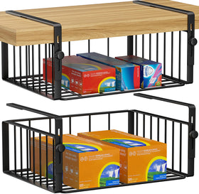 AmonHouseware under-shelf basket organization for tidier cabinets and easier storage.