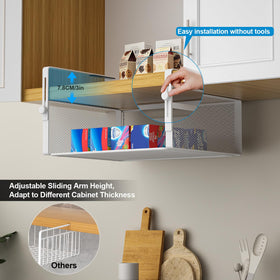 AmonHouseware stable under-shelf basket features tilt-proof design for secure storage.