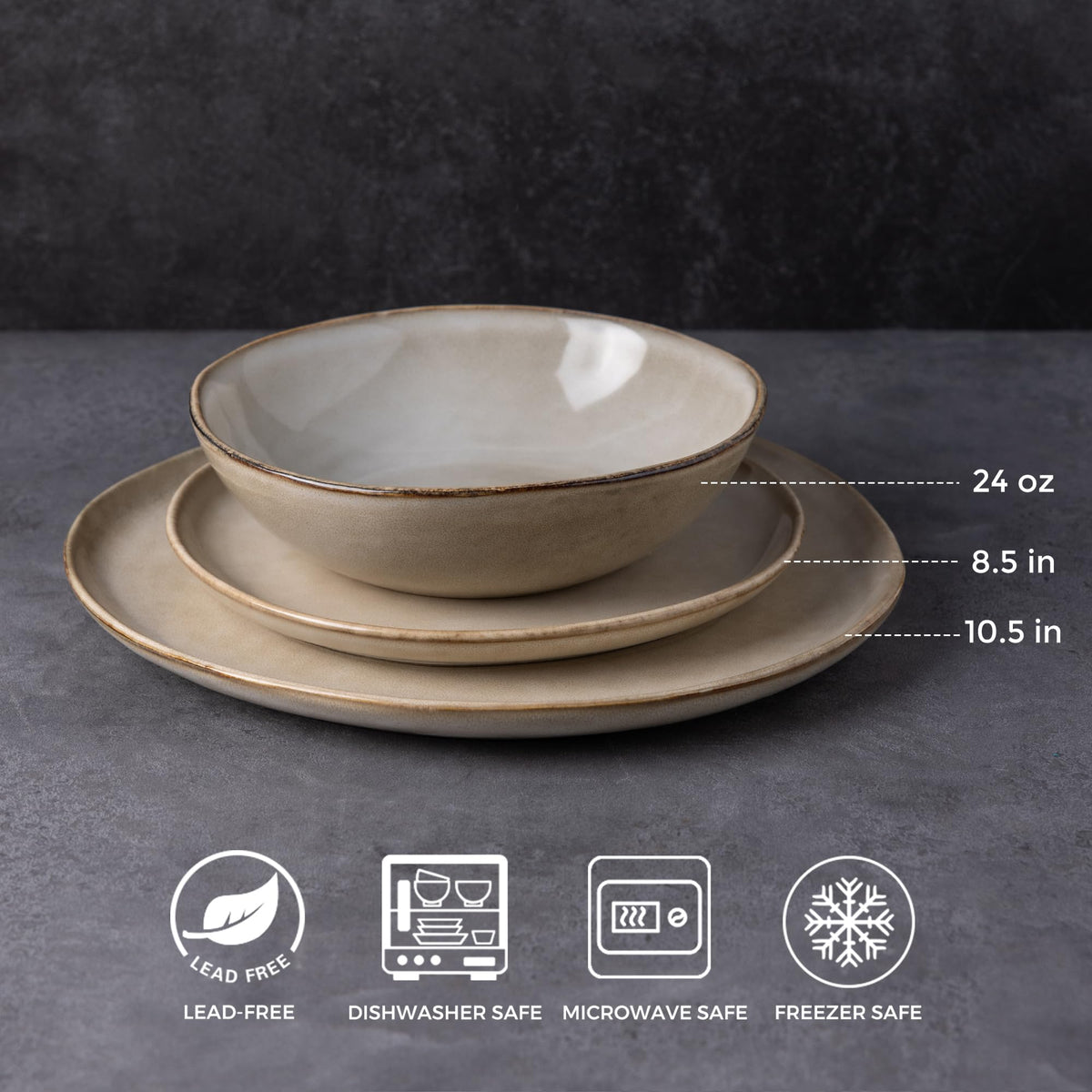 AmorArc 8.5-inch appetizer plates with glaze; perfect for sharing starters