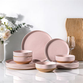 AmorArc cloud pink dinner plates with hand-painted finish for elegant meals