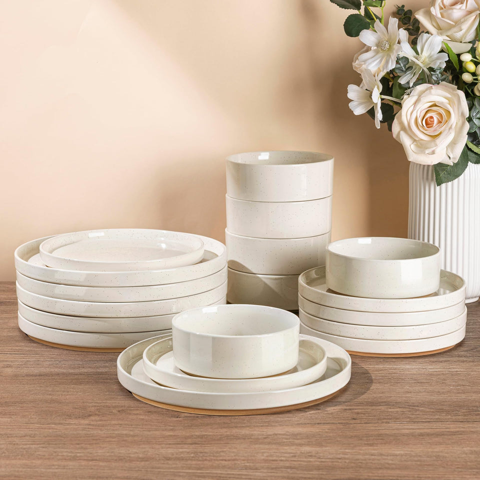 AmorArc ceramic dinnerware for six on a stylish table setup.