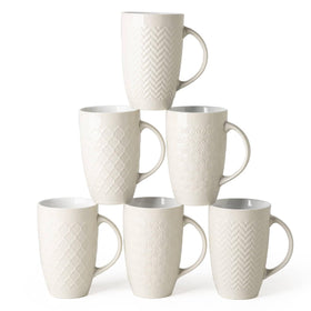 AmorArc extra-large coffee mug set on table, ideal for morning beverages and family gatherings.