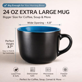AmorArc jumbo ceramic bowl mug set ideal for coffee, cereal, or soup mornings.