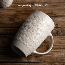 AmorArc mug with large open handle, comfortable grip during tea breaks.