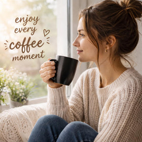 AmorArc mug with stable base design prevents tipping.