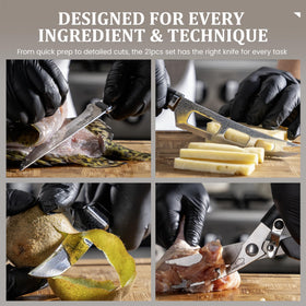 Amorston steak knives in the set for effortless meat prep