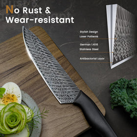 Amorston 7-inch Santoku knife ideal for versatile chopping and mincing.