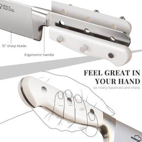 Amorston 8-inch slicing knife clean, even cuts on meat and produce.