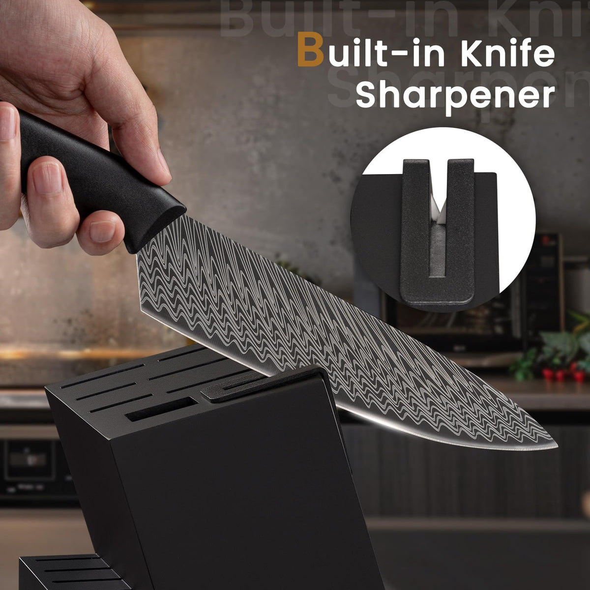 Amorston 8-inch serrated bread knife stays sharp for durable crusts.