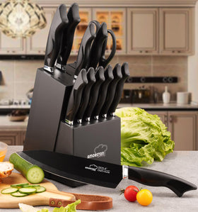 Amorston knife block with built-in sharpener for safe storage