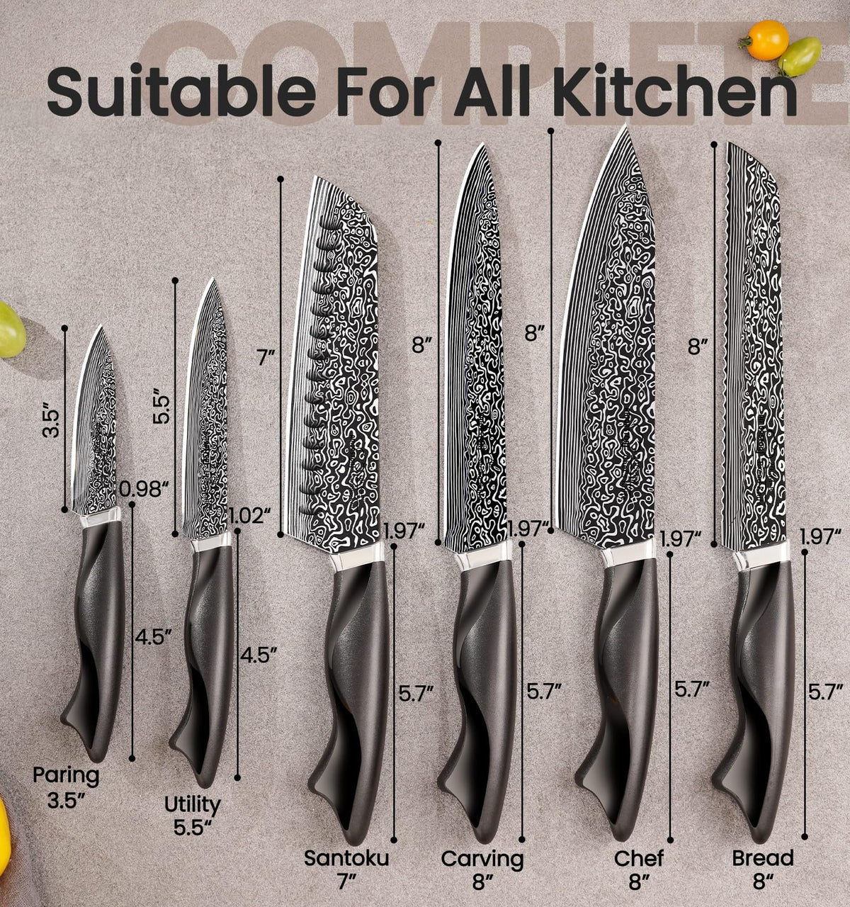 Amorston knife set built-in sharpener pictured for quick maintenance during meal prep.