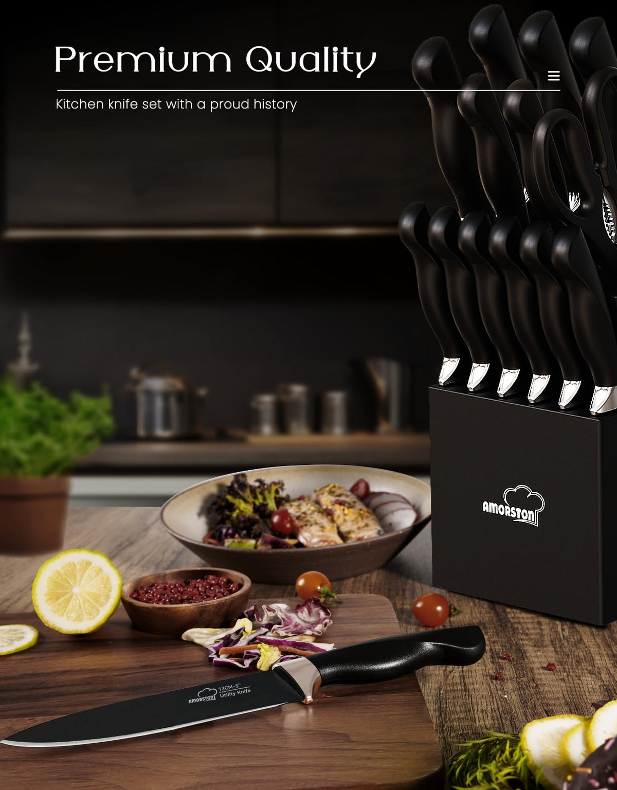 Amorston chef knife for precise slicing and balanced cutting in everyday cooking